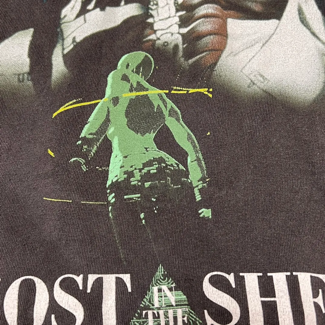 More details SAINT Mxxxxxx × GHOST IN THE SHELL Ghost in the Shell GS_LS TEE/GITS/BLK Big IP Ghost in the Shell joint model Motoko Kusanagi takes a bath Retro distressed long sleeves with holes Washed black S-XL